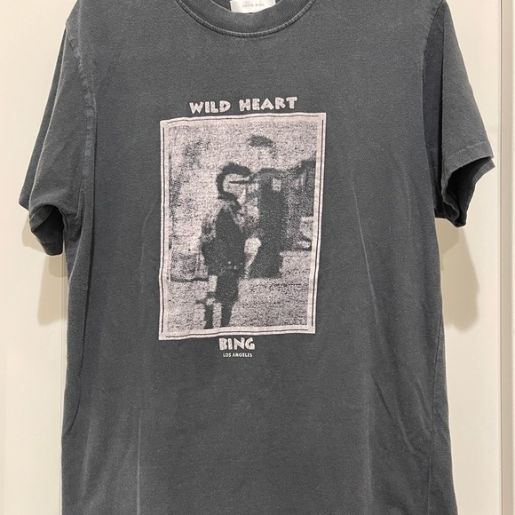 Anine Bing Tops - Anine Bing Wild Heart faded black T-shirt in Medium.  Like brand new.